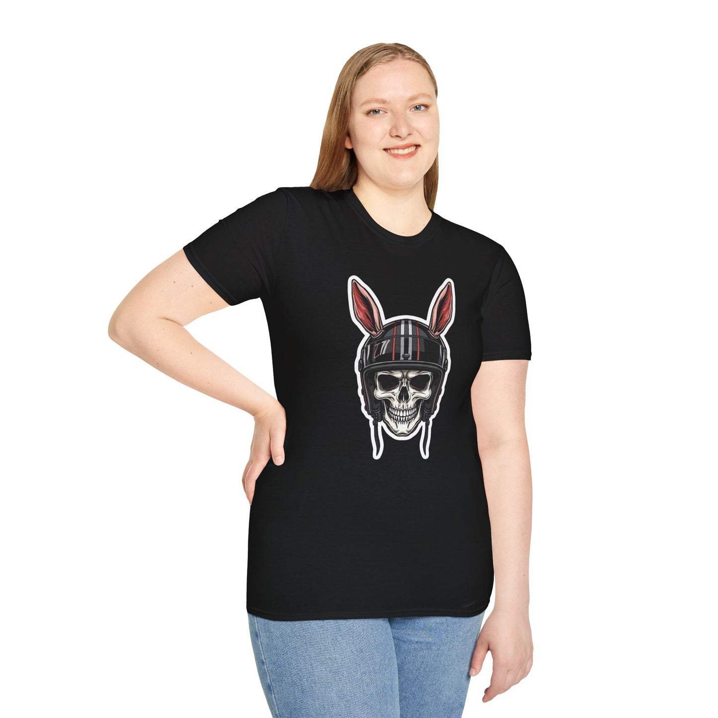 Tazz Wear - Skull with Bunny Ears Helmet — Edgy Biker Skull Graphic