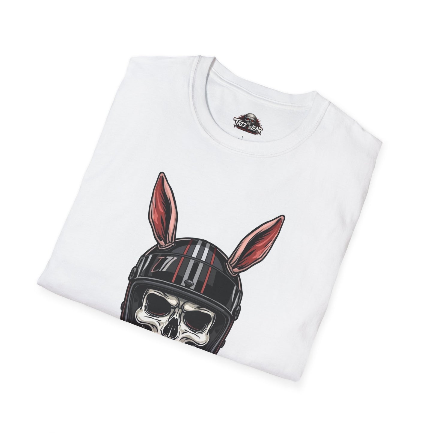 Tazz Wear - Skull with Bunny Ears Helmet — Edgy Biker Skull Graphic