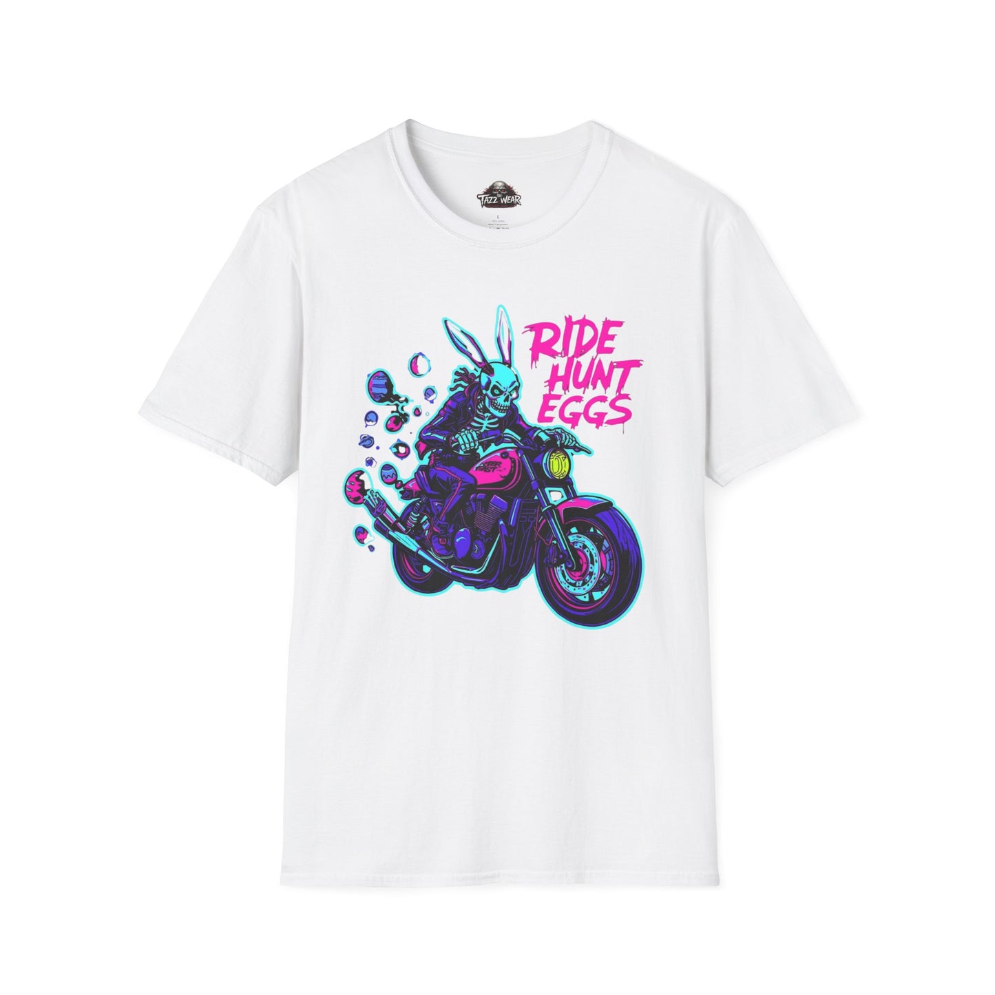 Tazz Wear - Ride Hunt Eggs Motorcycle  — Neon Bunny Biker