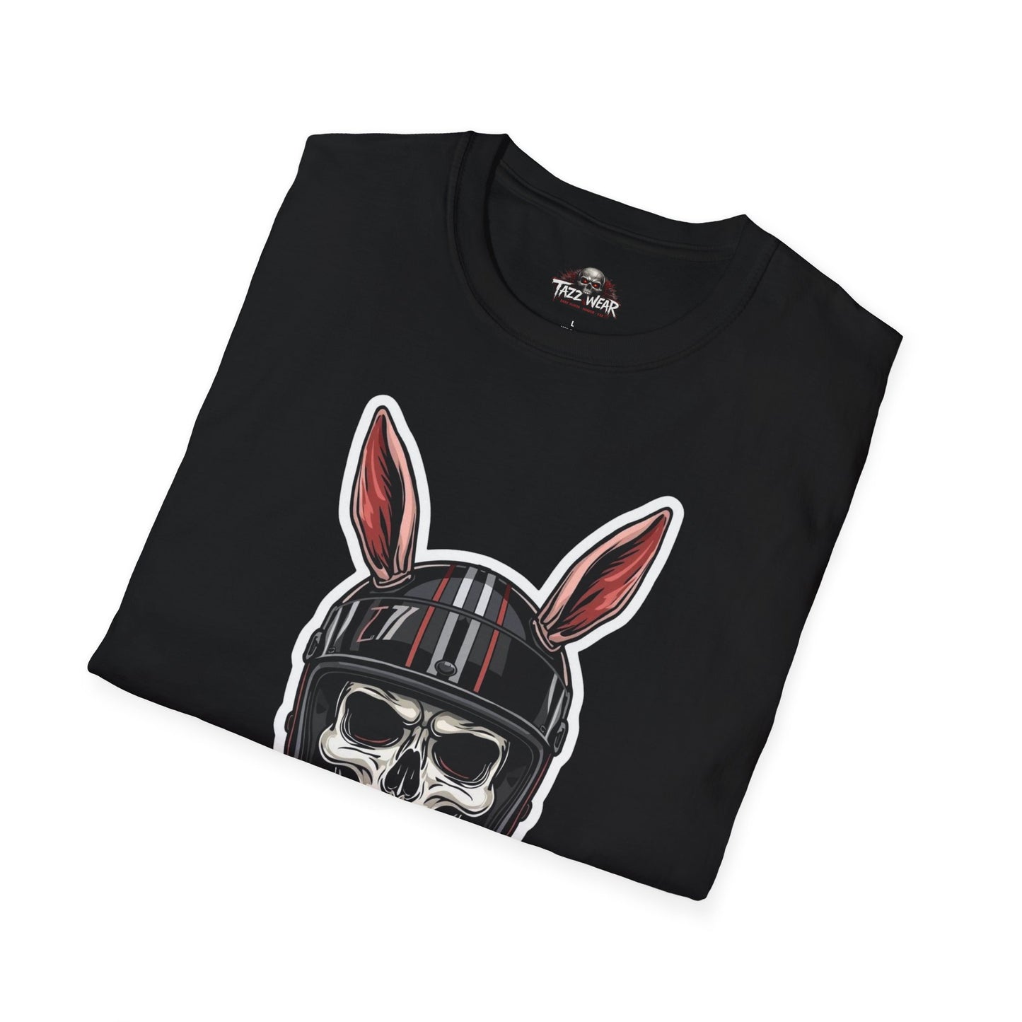 Tazz Wear - Skull with Bunny Ears Helmet — Edgy Biker Skull Graphic