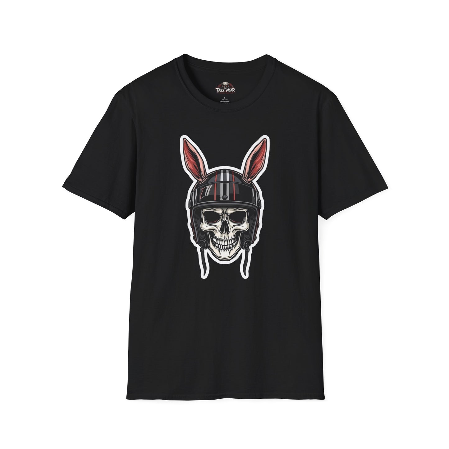 Tazz Wear - Skull with Bunny Ears Helmet — Edgy Biker Skull Graphic
