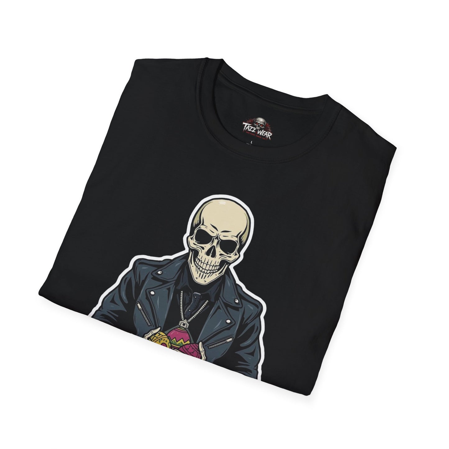 Tazz Wear - Skeleton Biker — Skull Holding Roses