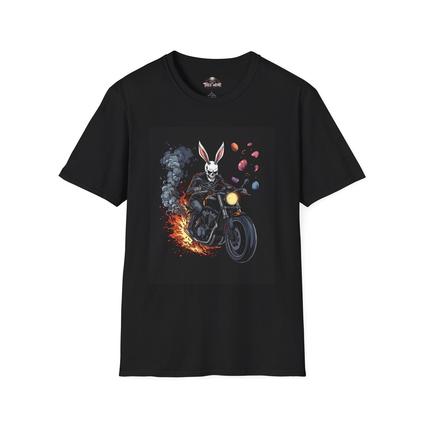 Tazz Wear - Flaming Motorcycle Skull with Bunny Helmet