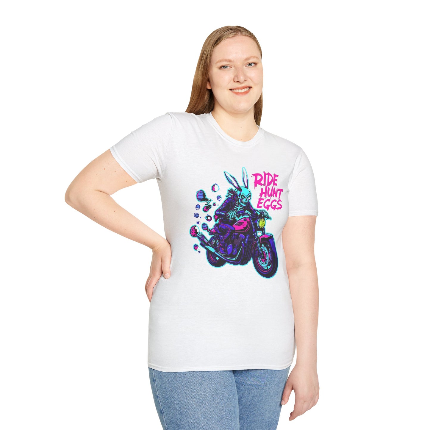 Tazz Wear - Ride Hunt Eggs Motorcycle  — Neon Bunny Biker